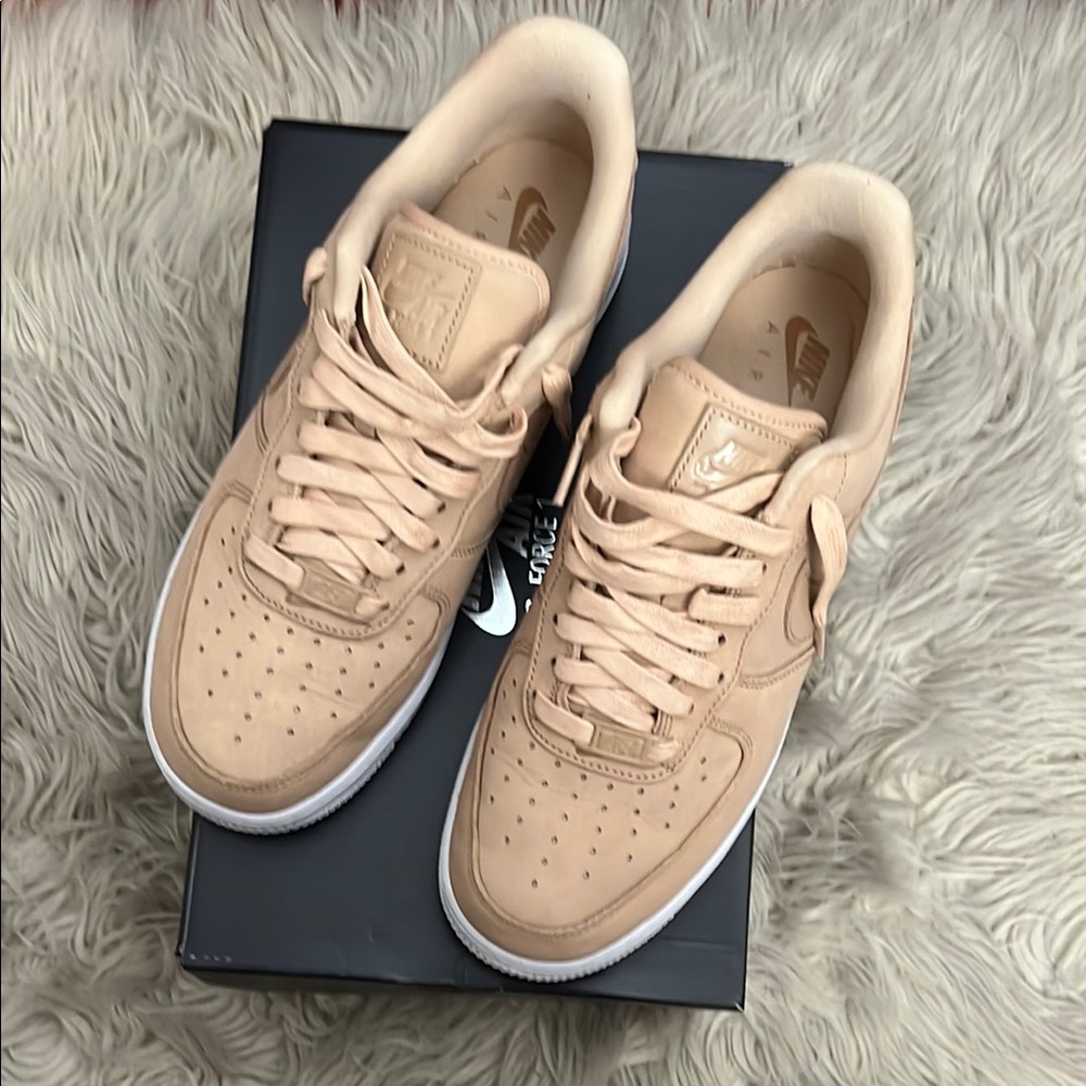 Nike Tan Sneakers with Chunky Sole and Suede Finish